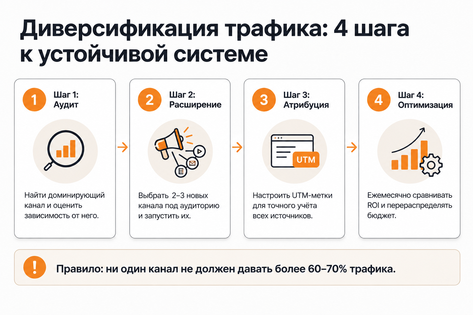 Четыре шага стратегии диверсификации трафика на сайт