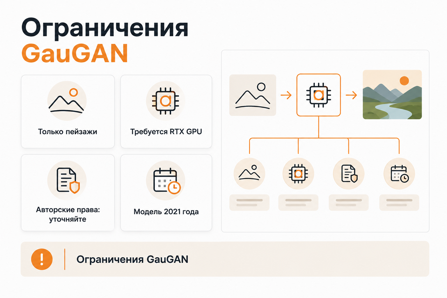 Четыре ключевых ограничения GauGAN: тематика, оборудование, авторские права, актуальность