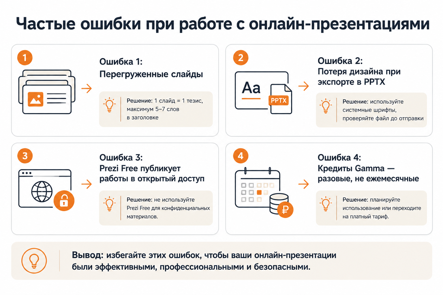 Типичные ошибки при создании онлайн-презентаций и способы их устранения