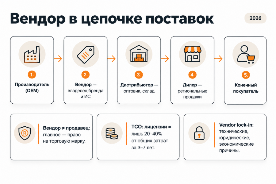 Вендор: кто это такой, чем отличается от дистрибьютора и дилера — полный разбор в 2026 году