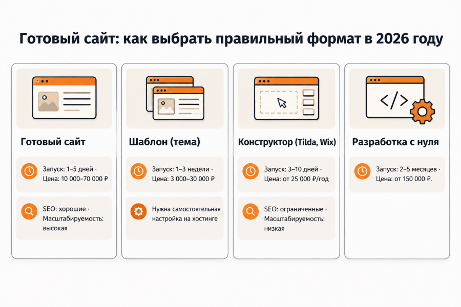 Готовые сайты: что это такое, сколько стоят и когда покупка оправдана в 2026 году
