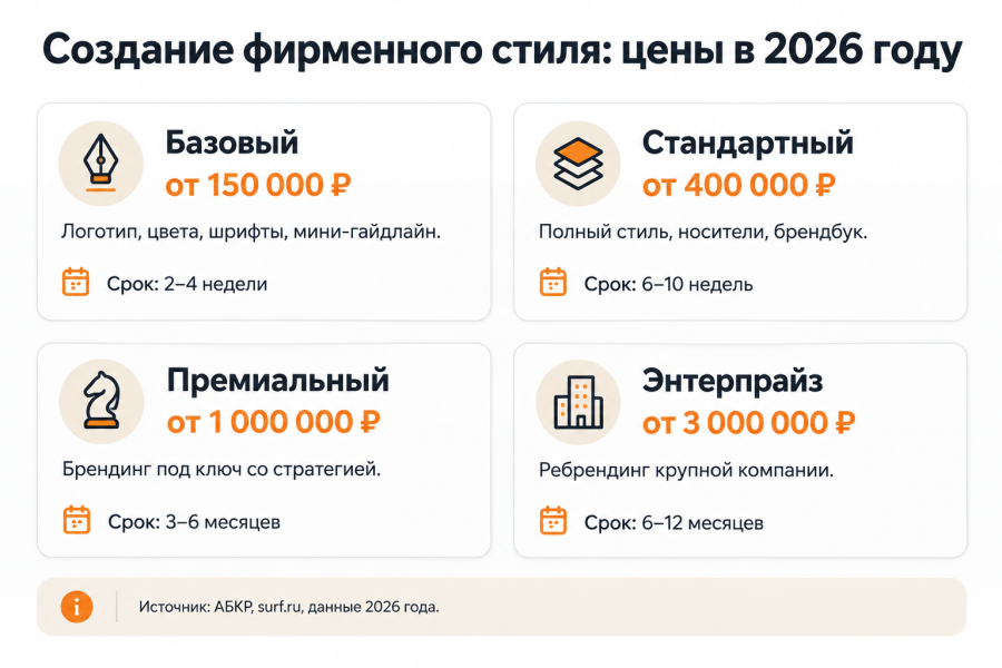 Создание фирменного стиля: цена в 2026 году — от чего зависит и как не переплатить