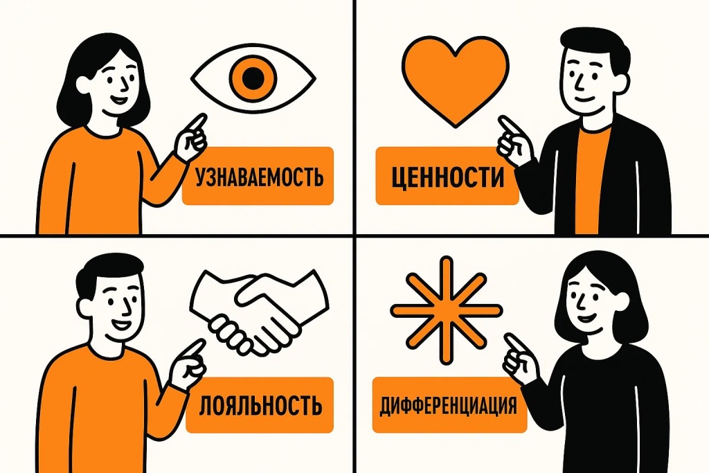 Узнаваемость, ценности, лояльность и дифференциация как основы бренда
