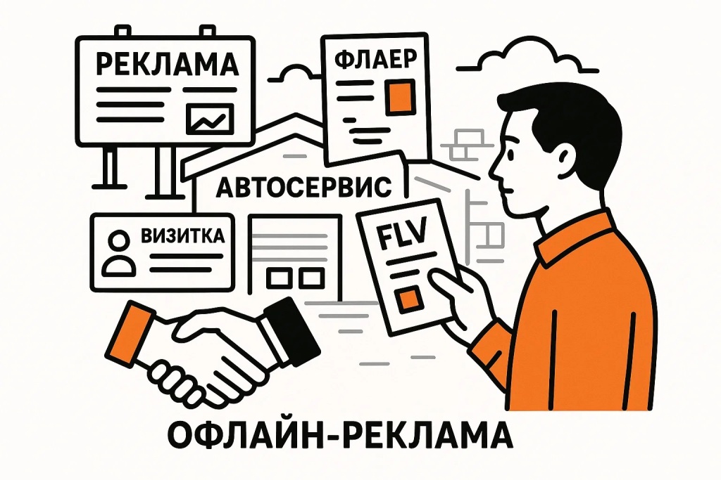 Примеры офлайн рекламы для автосервиса включая флаеры и визитные карточки Примеры офлайн рекламы для автосервиса включая флаеры и визитные карточки