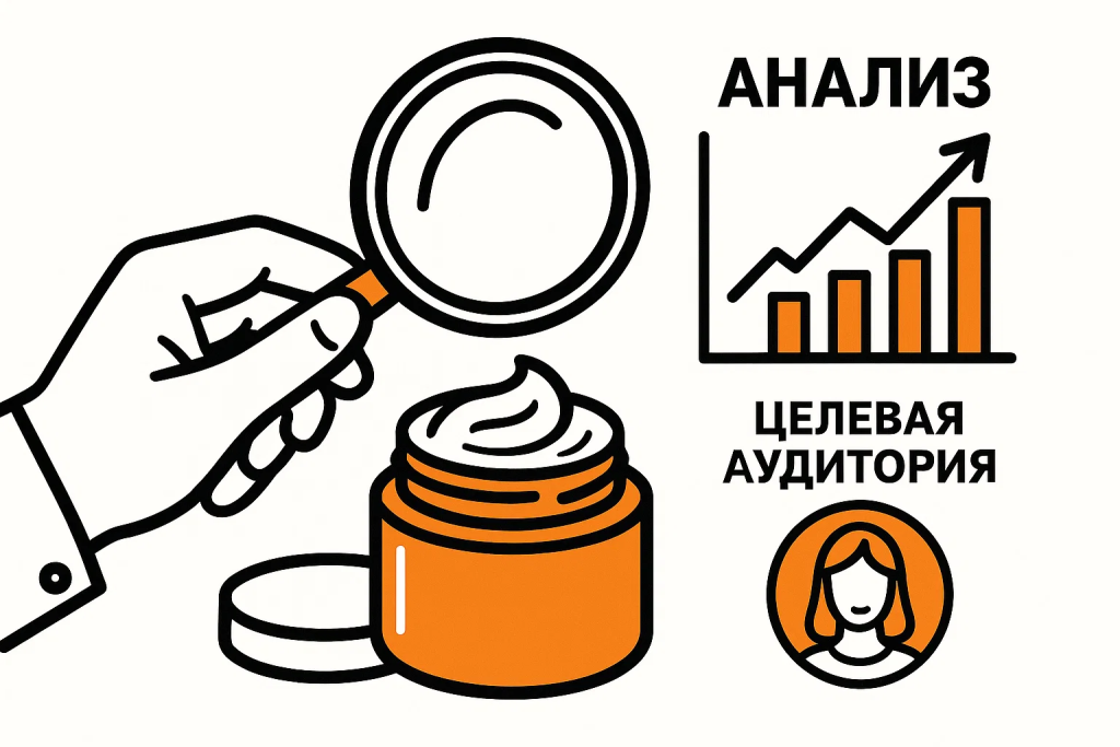 Spetsifika-prodvizheniya-kosmetiki.jpg Векторная иллюстрация, показывающая анализ специфики косметического продукта и целевой аудитории.