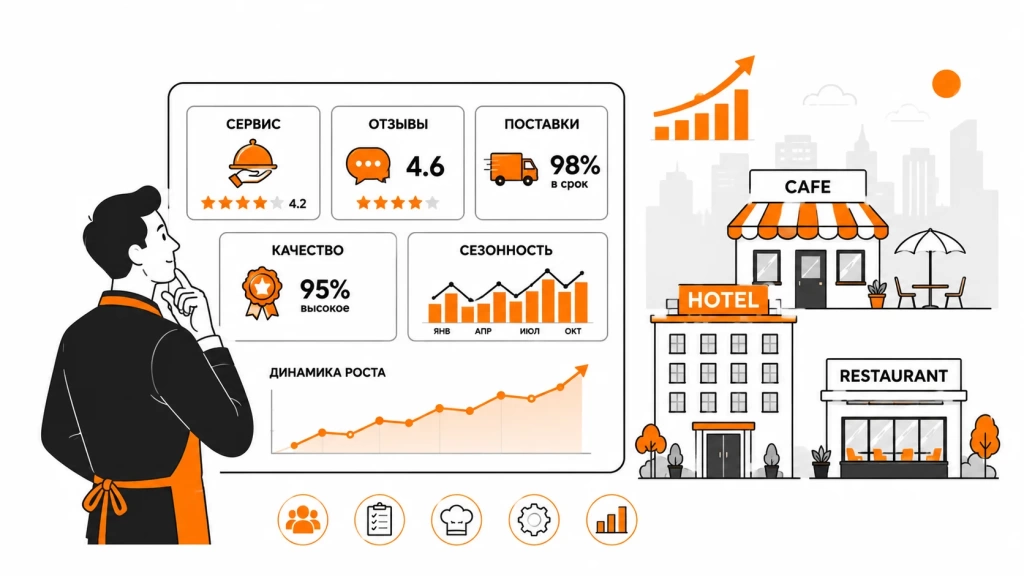 Особенности сегмента HoReCa на панели с сервисом, отзывами и поставками. 