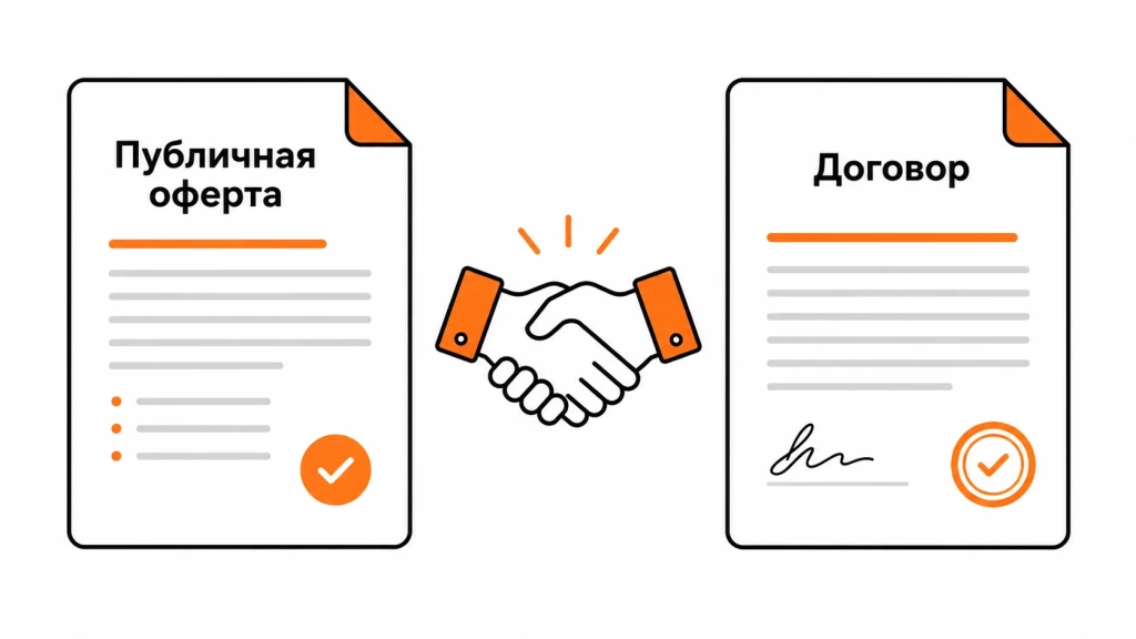 Публичная оферта и договор с сравнением условий и соглашения. 