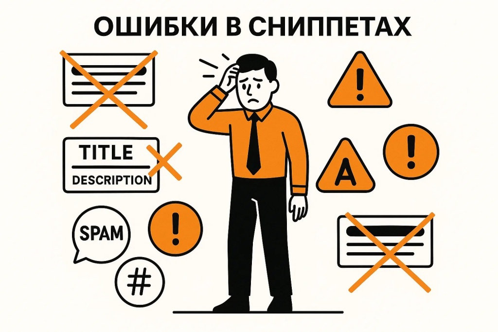 Типичные ошибки при создании SEO сниппетов включая спам и некорректные метатеги