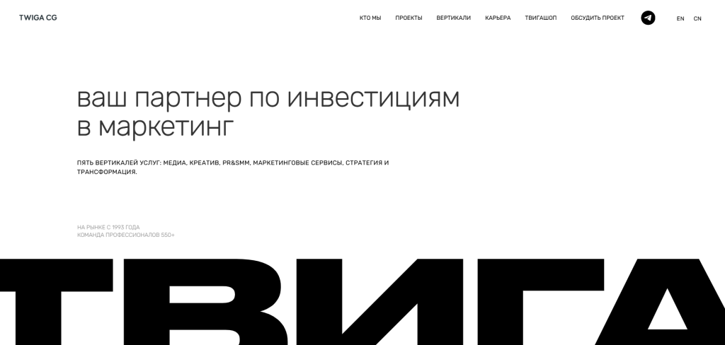 TWIGA CG - ваш партнер по инвестициям в маркетинг с фокусом на стратегию и креатив.