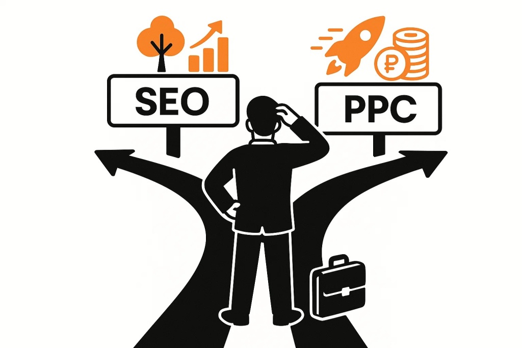 Выбор между SEO и PPC стратегией интернет маркетинга.