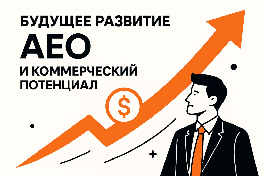 Динамичная иллюстрация тенденций AEO и коммерческого потенциала оптимизации под ответы искусственного интеллекта.