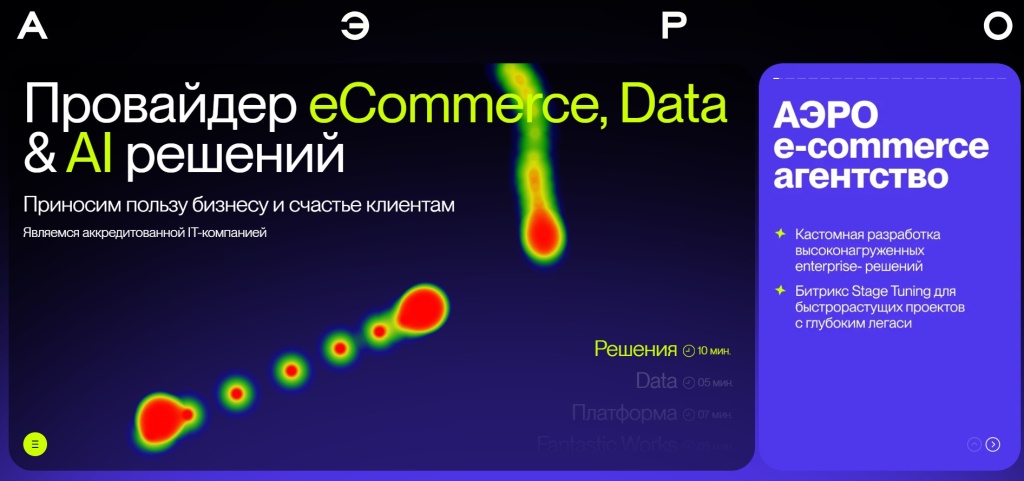 Главная страница агентства АЭРО.