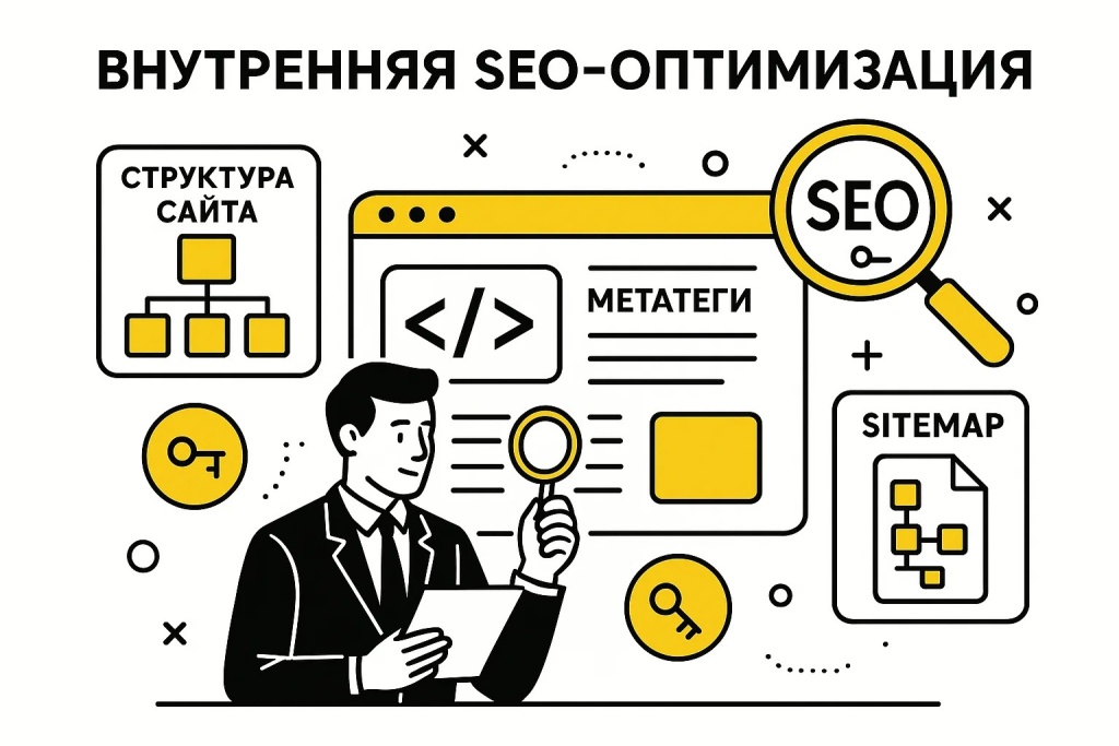 Внутренняя SEO оптимизация сайта с метатегами, sitemap и структурой. Внутренняя SEO оптимизация сайта с метатегами, sitemap и структурой.