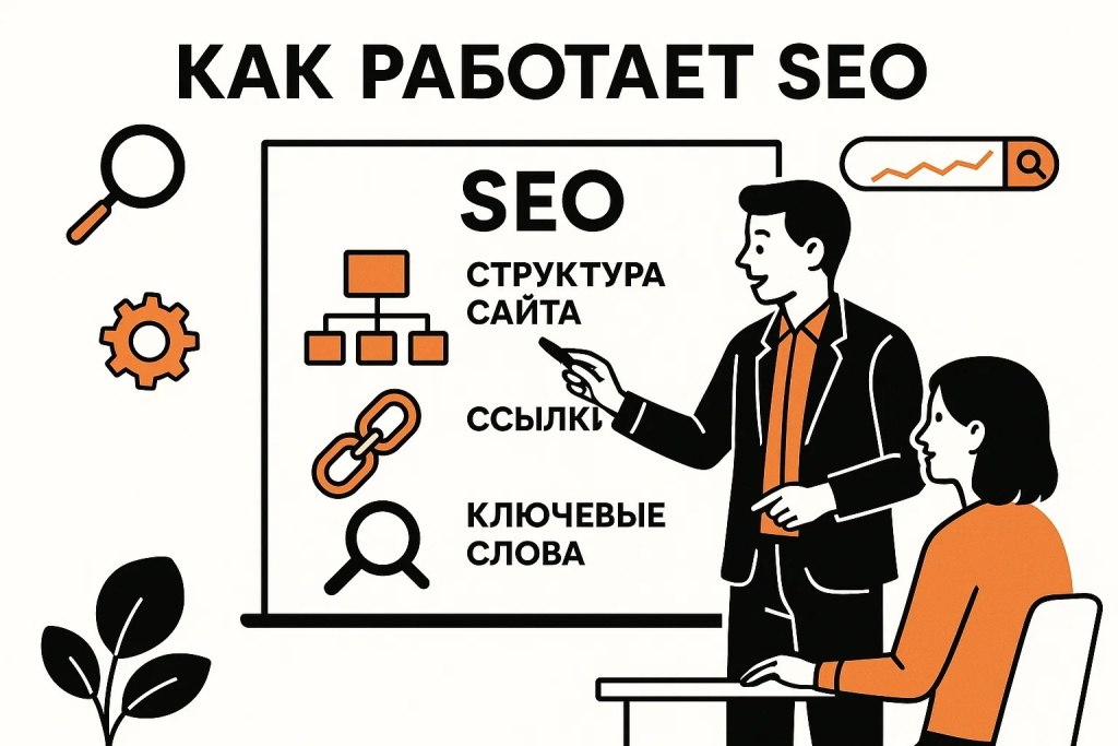 Как работает SEO с примерами структуры сайта, ссылок и ключевых слов.