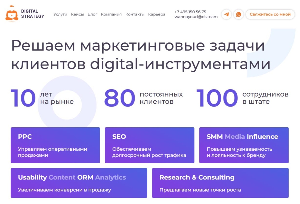 digital-strategy-overview.jpg Digital Strategy: раздел сайта о 10 годах на рынке и услугах топ SEO агентства России.