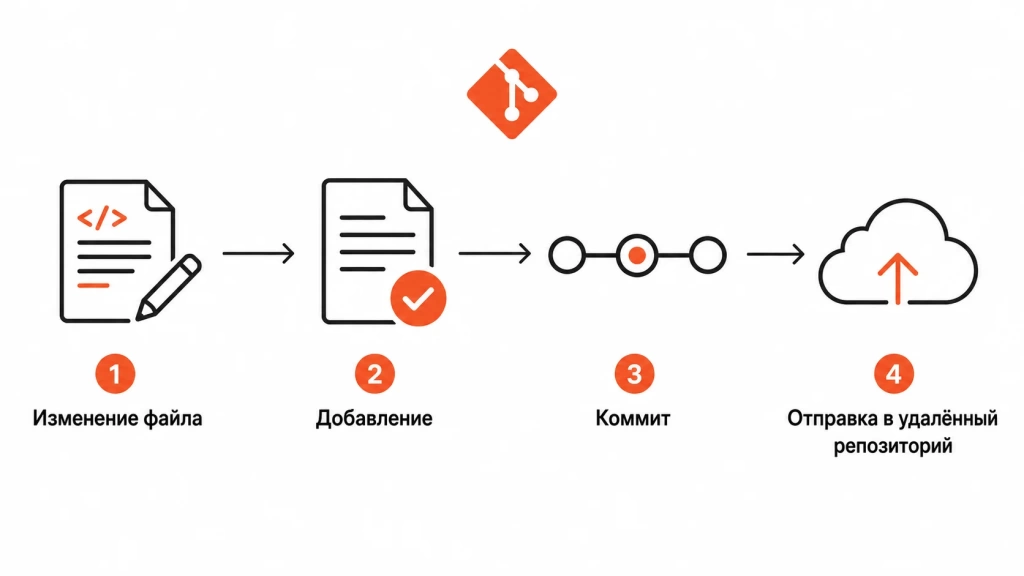 Ежедневный workflow Git от файла до удаленного репозитория. 