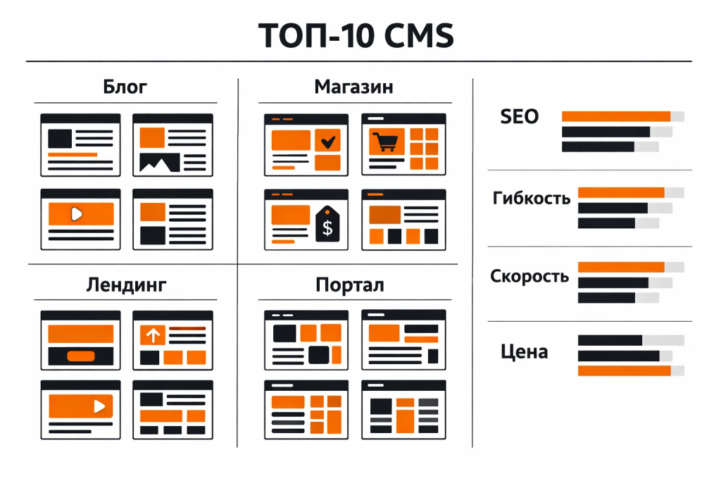 cms-top10-overview.png ТОП-10 CMS: сравнение платформ по нишам и задачам.