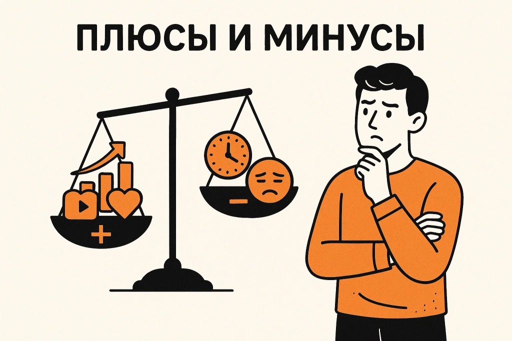 Мужчина взвешивает плюсы и минусы при принятии решения