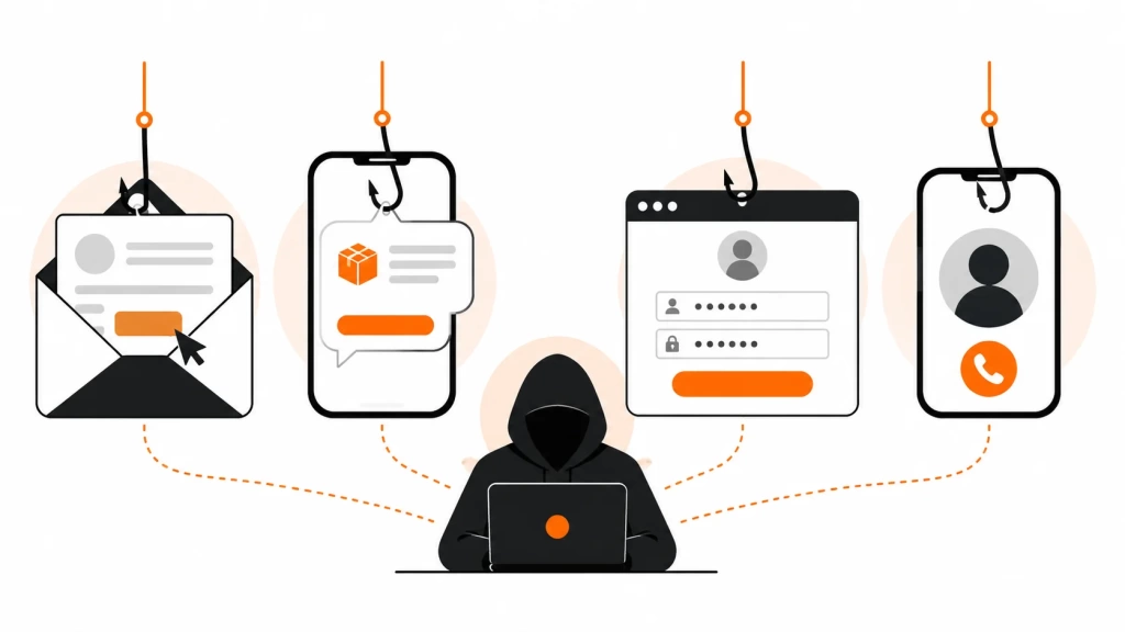 primery-fishingovyh-atak.webp Примеры фишинговых атак: письмо, SMS, поддельный вход и звонок мошенника.
