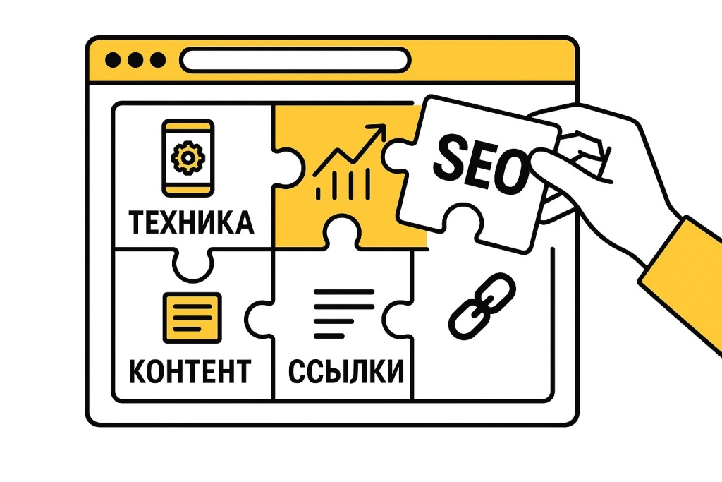 Продажа SEO услуг, объединяющая технические аспекты, контент и ссылки. Продажа SEO услуг, объединяющая технические аспекты, контент и ссылки.