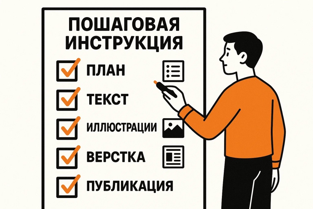 Пошаговая инструкция с планом, текстом, иллюстрациями и версткой для публикации