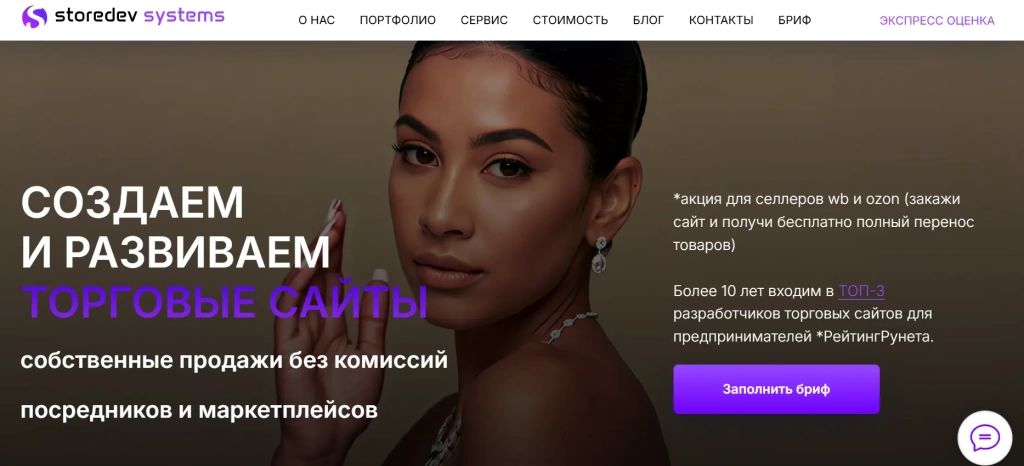 Главная страница Storedev Systems.