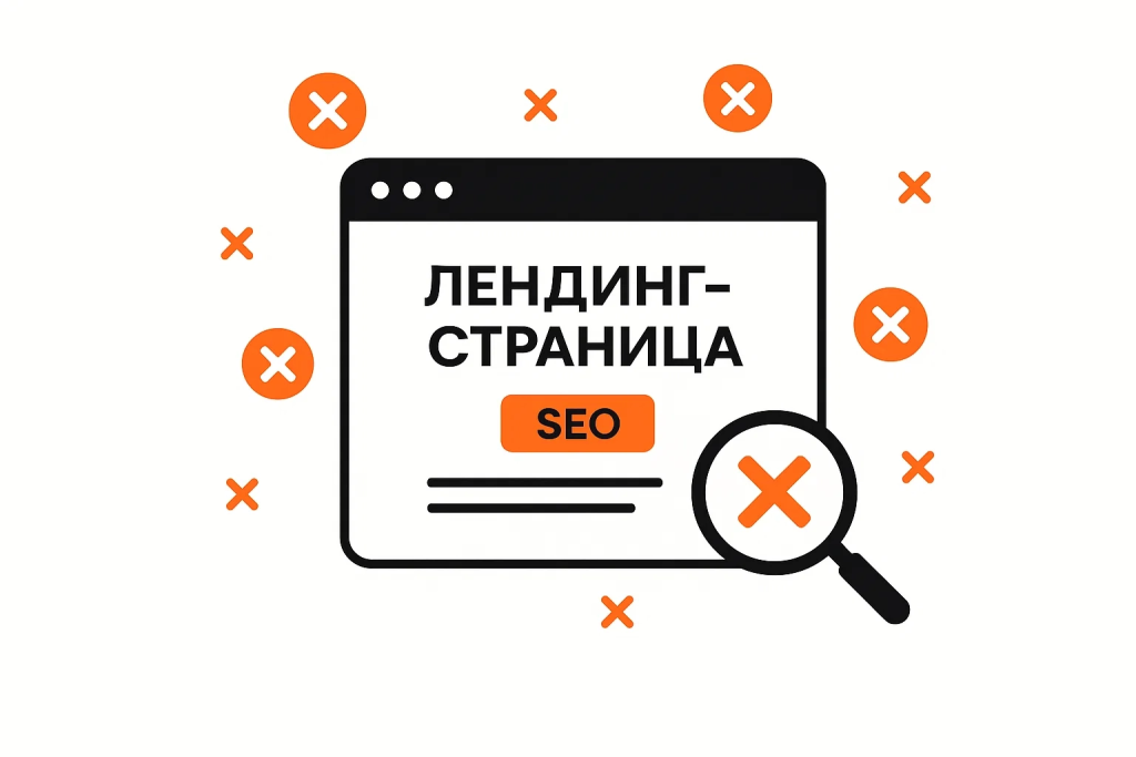 Векторная иллюстрация страницы лендинга, продвигаемого с помощью seo.