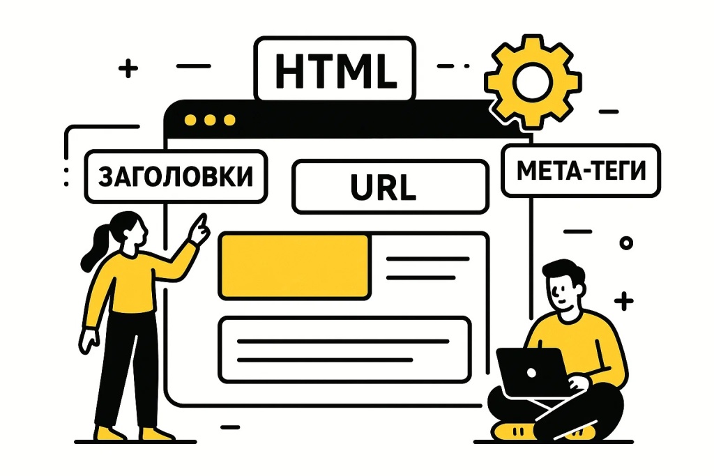 HTML структура с заголовками, URL и мета-тегами для SEO оптимизации страницы. HTML структура с заголовками, URL и мета-тегами для SEO оптимизации страницы.