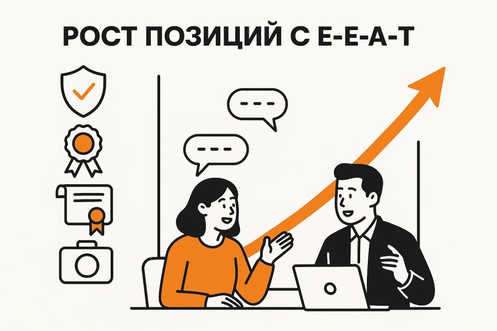 Рост позиций с E-E-A-T стратегия в SEO для повышения доверия и экспертизы.