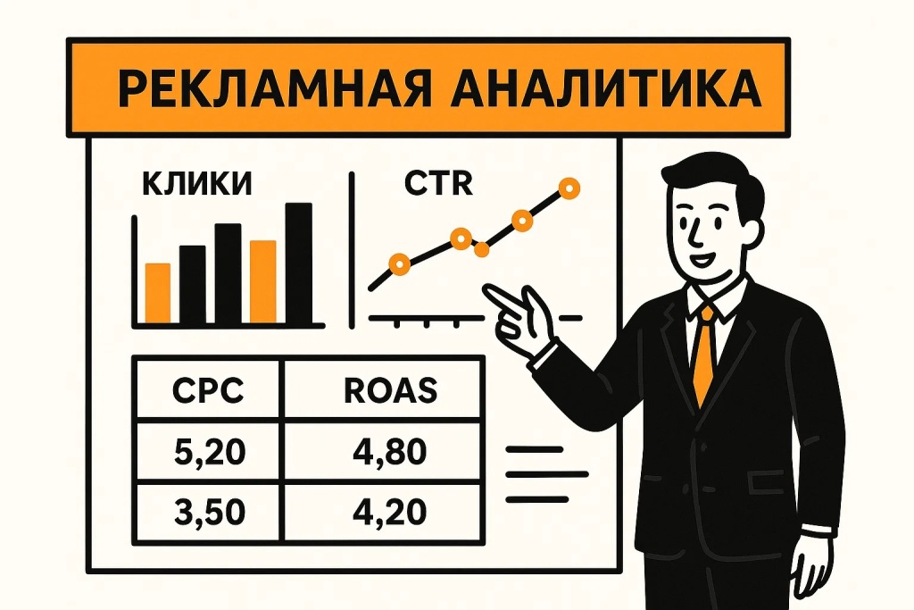 Рекламная аналитика с графиками CTR, CPC и ROAS для оценки эффективности Рекламная аналитика с графиками CTR, CPC и ROAS для оценки эффективности