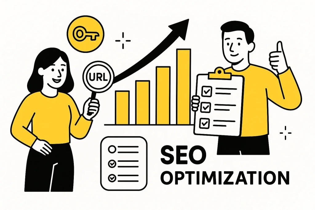 Seo url оптимизация с графиком роста и чек-листом преимуществ.