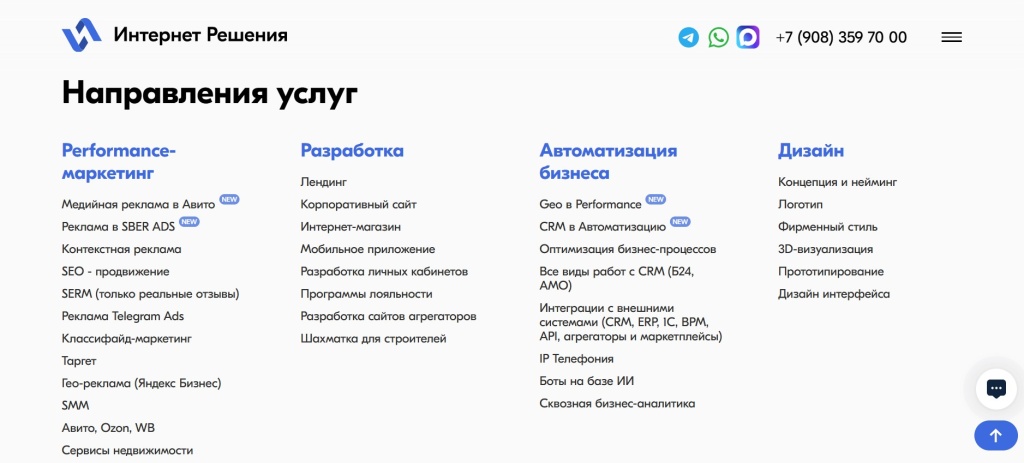Главная страница агентства Интернет-Решения.