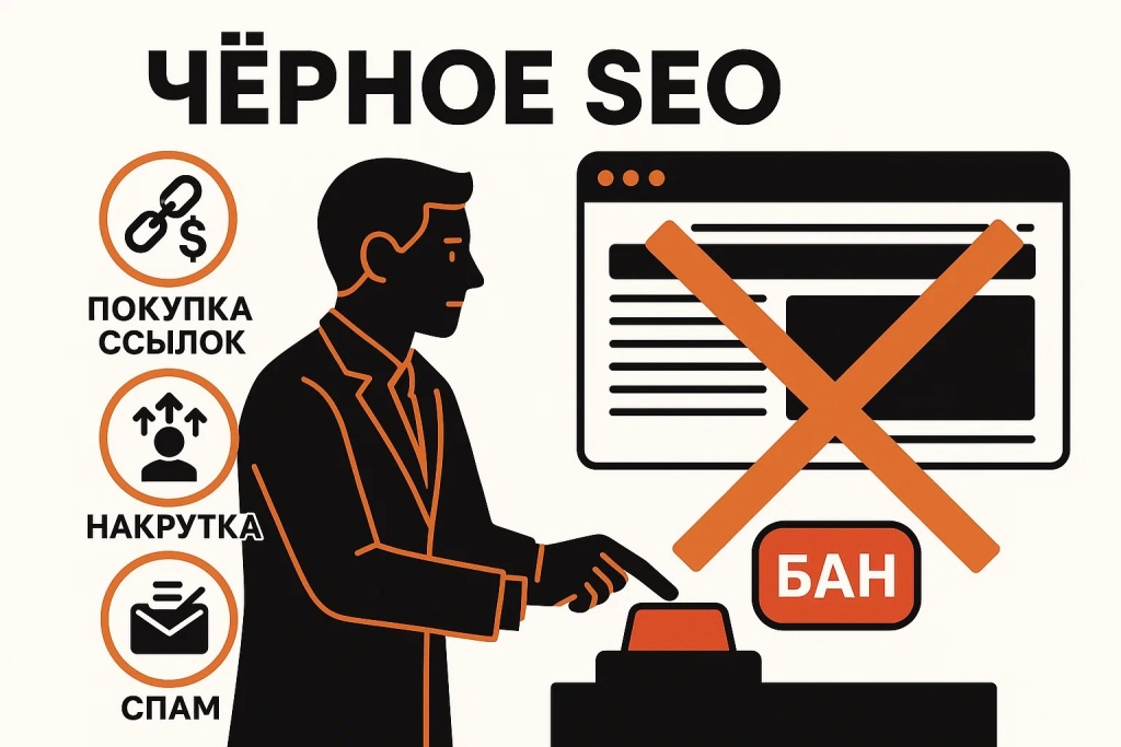 Опасные методы черного SEO включая покупку ссылок и накрутку ведущие к бану
