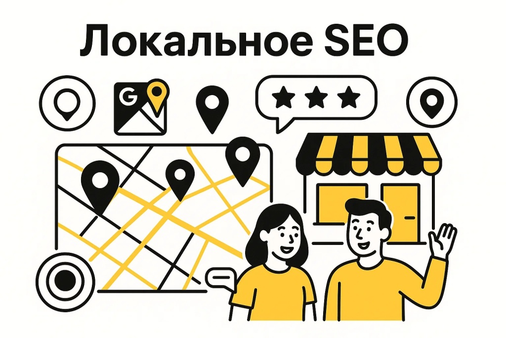 Локальное SEO с картой, отзывами и точками бизнеса для повышения локального трафика.