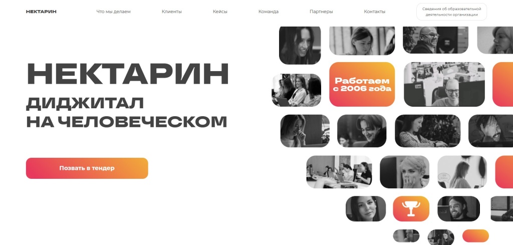 Главная страница агентства Nectarin.