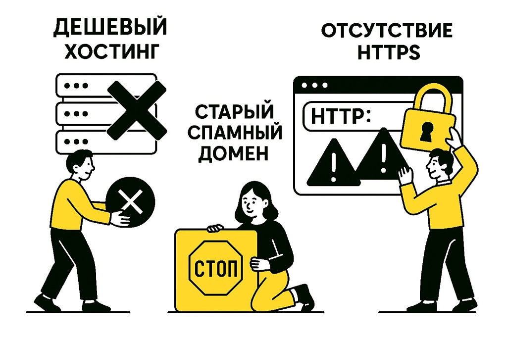 Ошибки при выборе хостинга и домена для SEO.