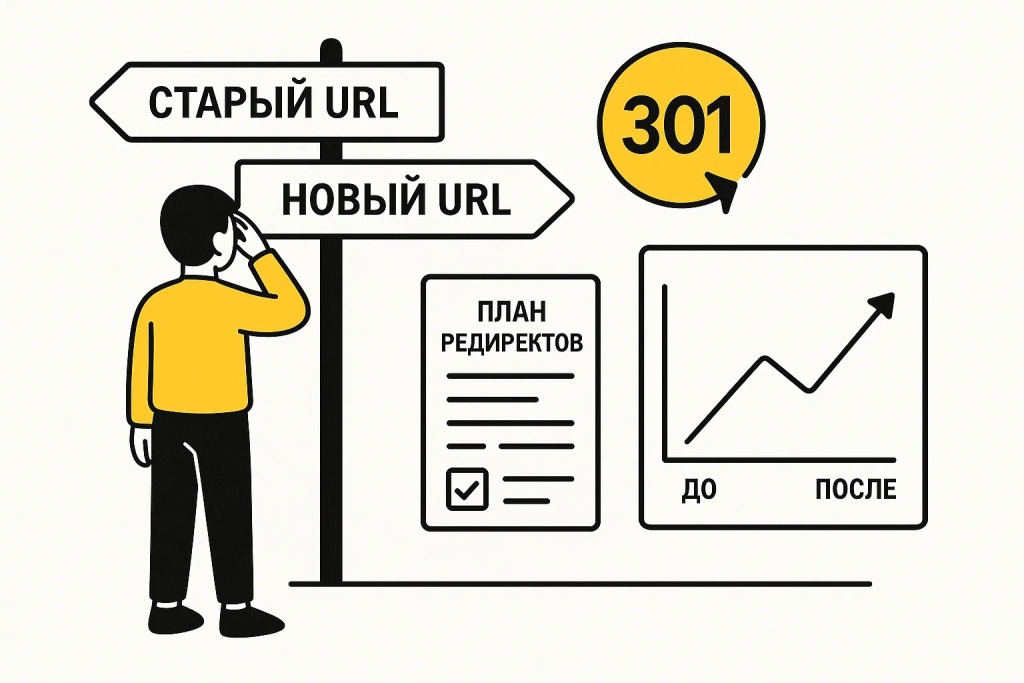 Когда менять url с указателями, планом редиректов и графиком роста.