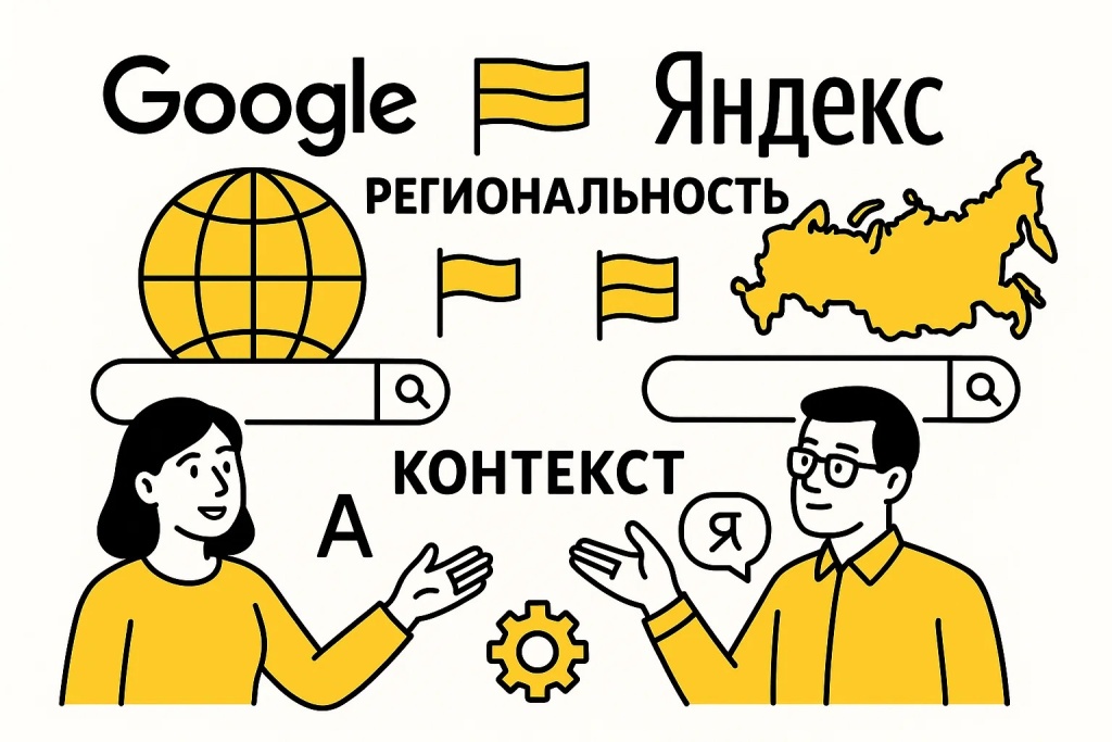 Региональность и контекст в поиске Google и Яндекс с учетом локализации.