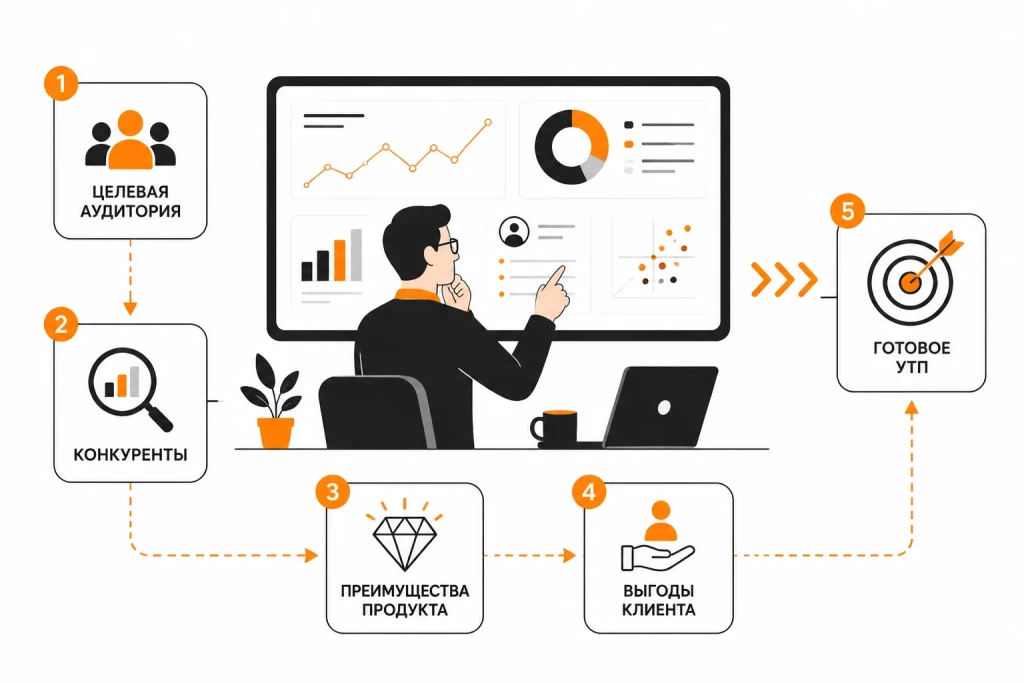 utp-company-creation-process.webp Пошаговый процесс создания УТП компании на основе анализа аудитории и конкурентов