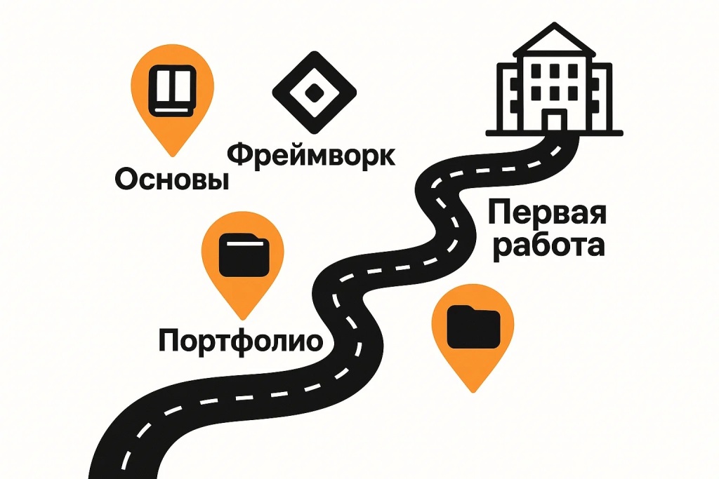 Фундаментальные элементы для начала карьеры разработчика включая изучение фреймворков и портфолио