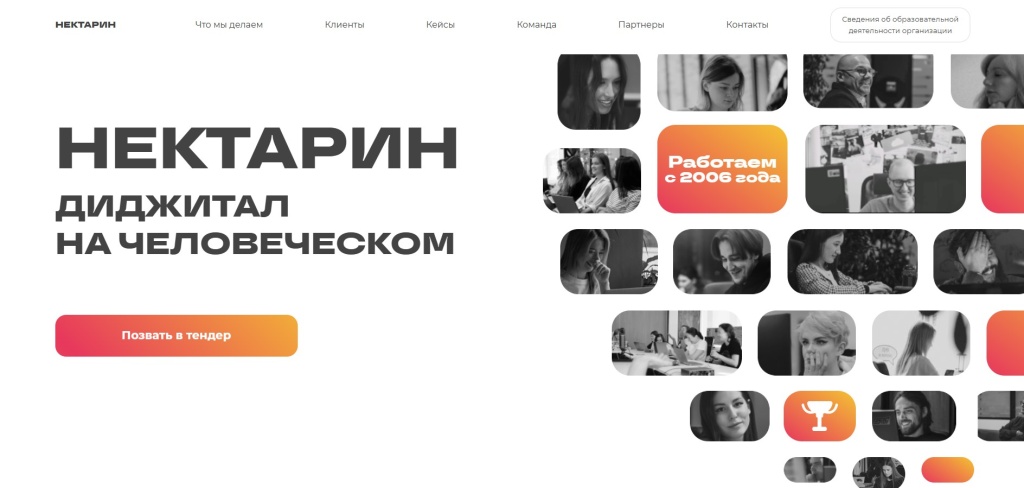 Главная страница агентства Nectarin.