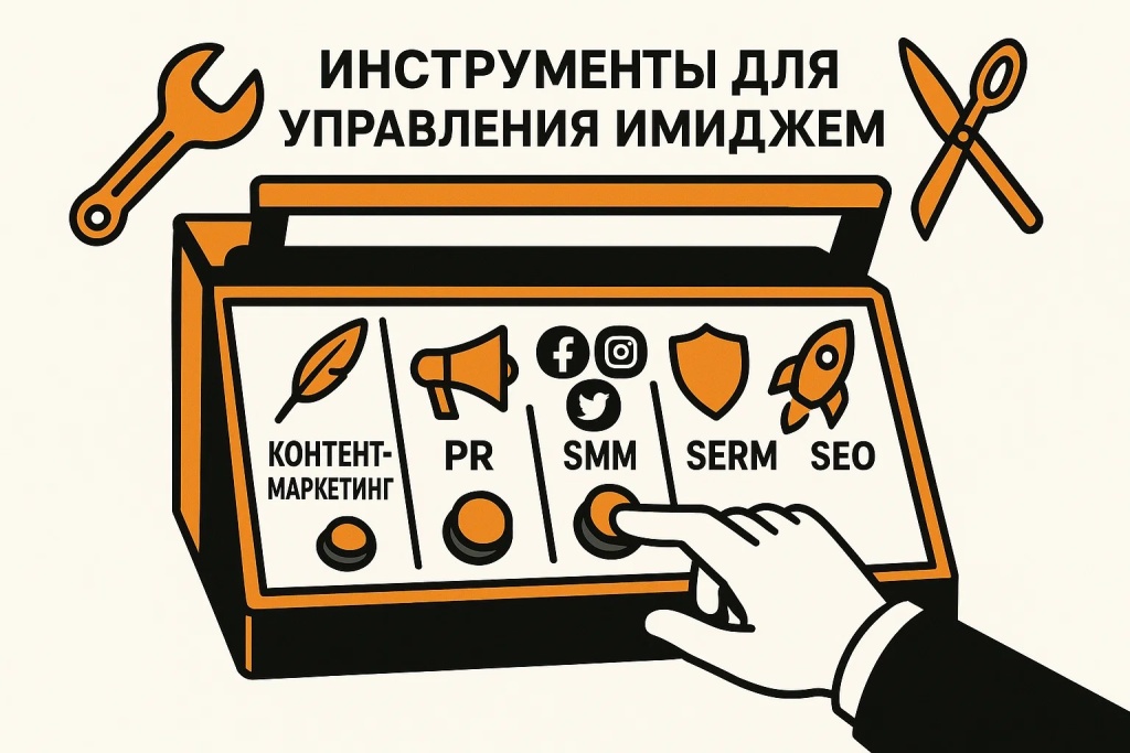 Ключевые инструменты для управления имиджем бренда включая контент маркетинг и SERM. Ключевые инструменты для управления имиджем бренда включая контент маркетинг и SERM.