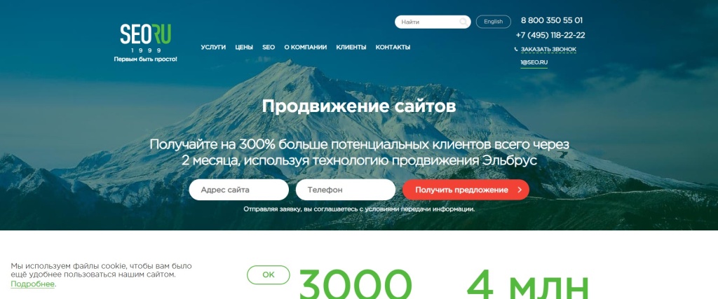 Главная страница агентства SEO.RU.