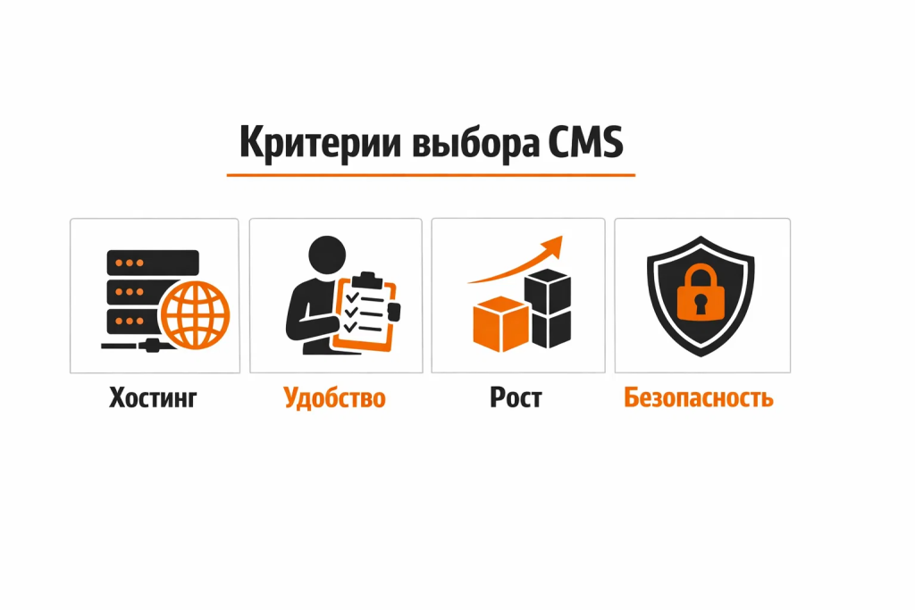 cms-selection-criteria.png Критерии выбора CMS: хостинг, удобство, масштабирование, безопасность.