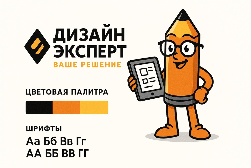 Фирменный стиль Дизайн Эксперт с цветовой палитрой и образцами шрифтов
