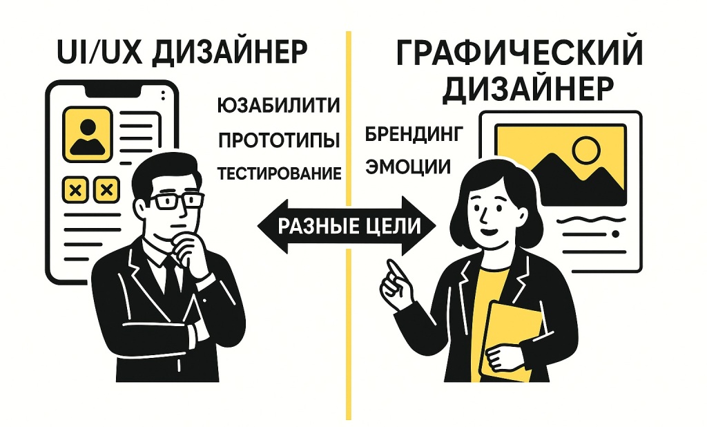 Сравнение UI/UX-дизайна и графического дизайна в цифровых продуктах.