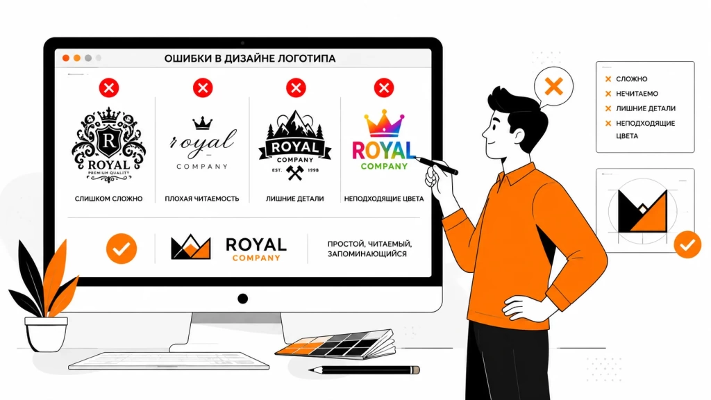 oshibki-v-dizayne-logotipa.webp Ошибки в дизайне логотипа: сложные знаки и плохая читаемость.