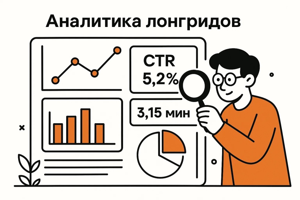 Аналитика лонгридов с CTR и временем чтения для оценки вовлеченности