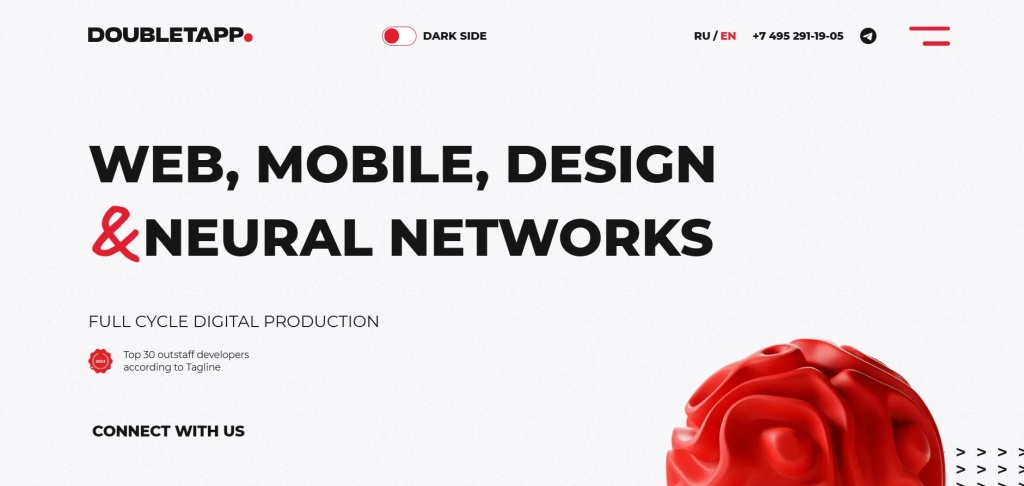 Главная страница агентства Doubletapp.