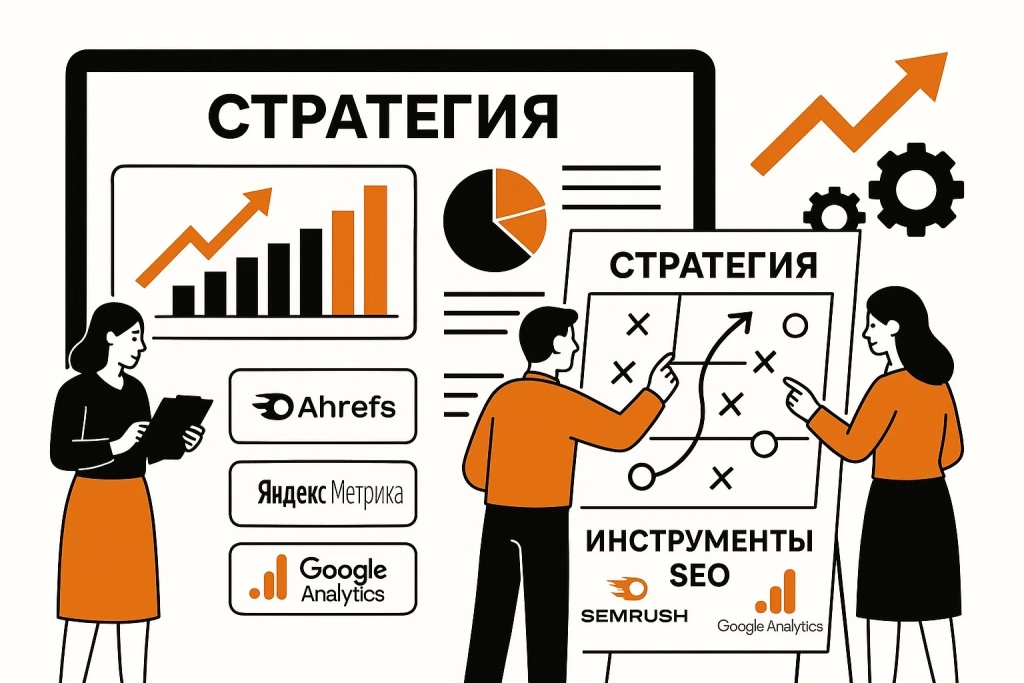 Инфографика по разработке SEO стратегии с использованием инструментов Ahrefs, SEMRush и Яндекс Метрики Инфографика по разработке SEO стратегии с использованием инструментов Ahrefs, SEMRush и Яндекс Метрики